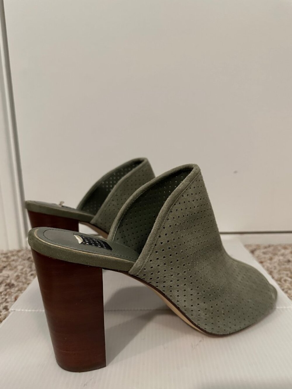 White House Black Market Green Suede Platform Clogs